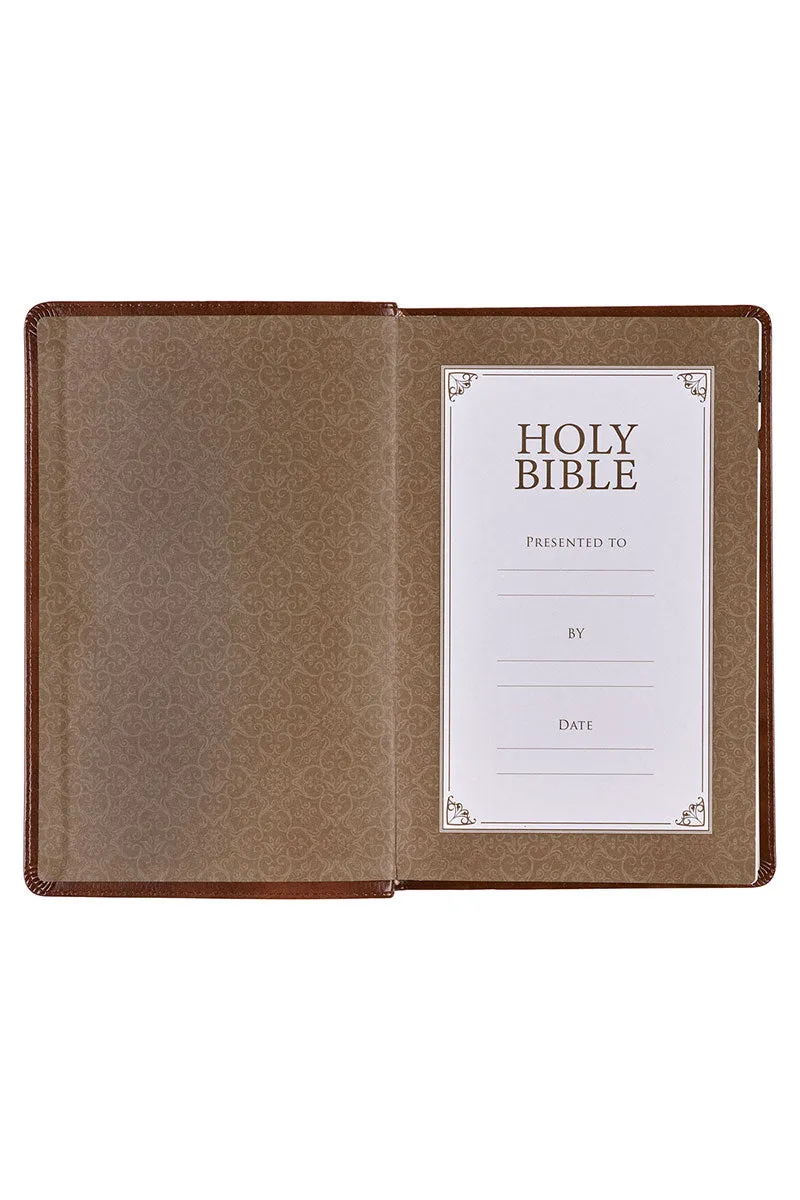 Brown Ornate Faux Leather KJV Deluxe Gift Bible with Thumb Index