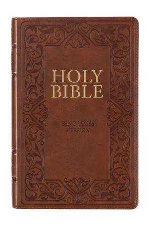 Brown Ornate Faux Leather KJV Deluxe Gift Bible with Thumb Index