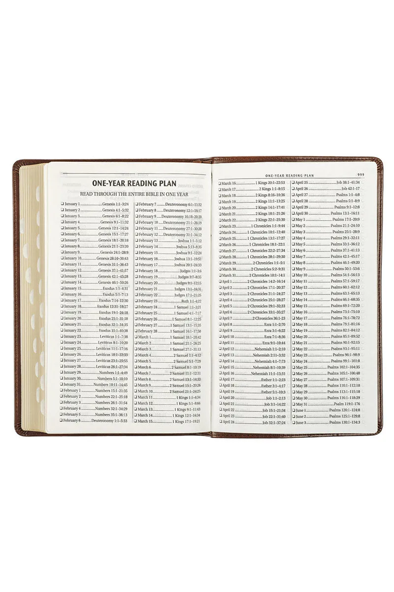 Brown Ornate Faux Leather KJV Deluxe Gift Bible with Thumb Index