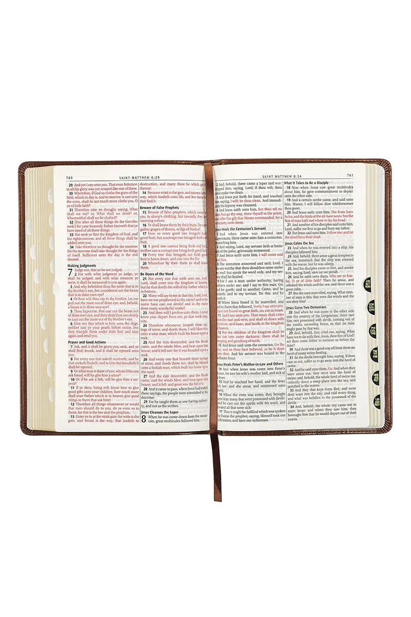 Brown Ornate Faux Leather KJV Deluxe Gift Bible with Thumb Index