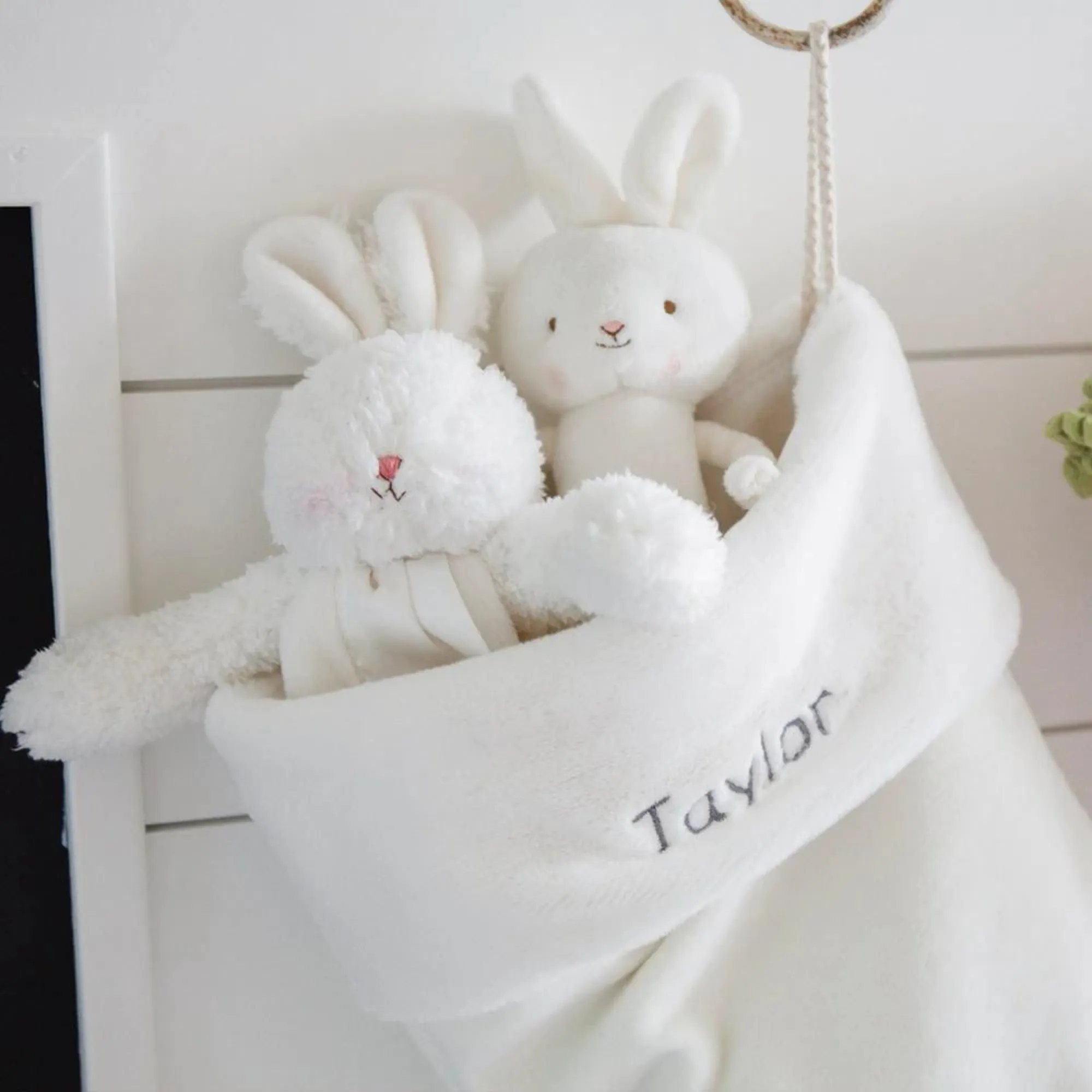 Bunnies By The Bay Red and White Faux Fur Holiday Stocking