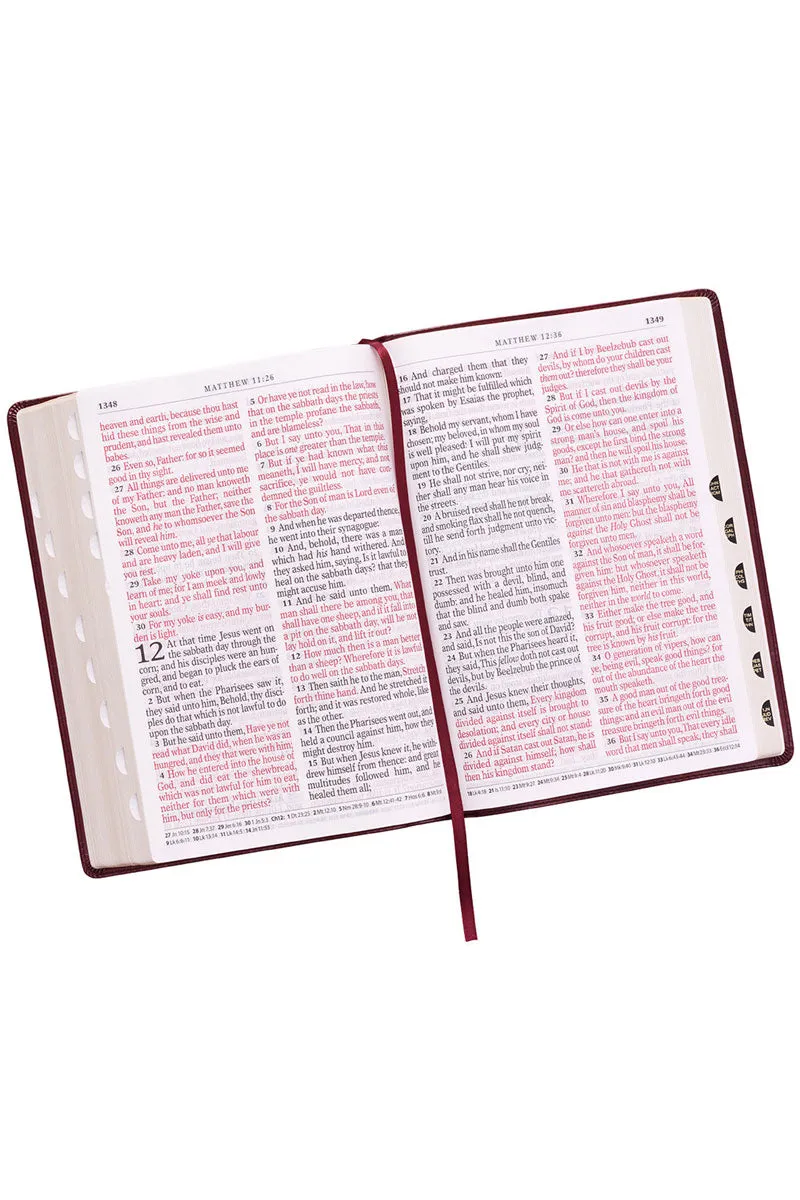 Burgundy LuxLeather Super Giant Print KJV Bible with Thumb Index