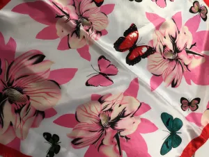 Butterfly and Flowers Scarf 20 x 20"