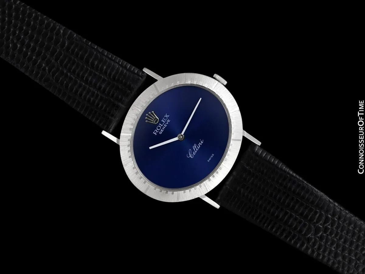 c. 1967 Rolex Cellini Vintage Mens Midsize Handwound TV Watch, Ref. 4083 - 18K White Gold