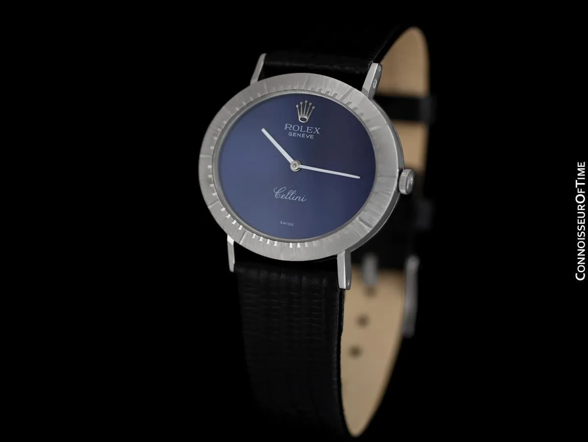 c. 1967 Rolex Cellini Vintage Mens Midsize Handwound TV Watch, Ref. 4083 - 18K White Gold