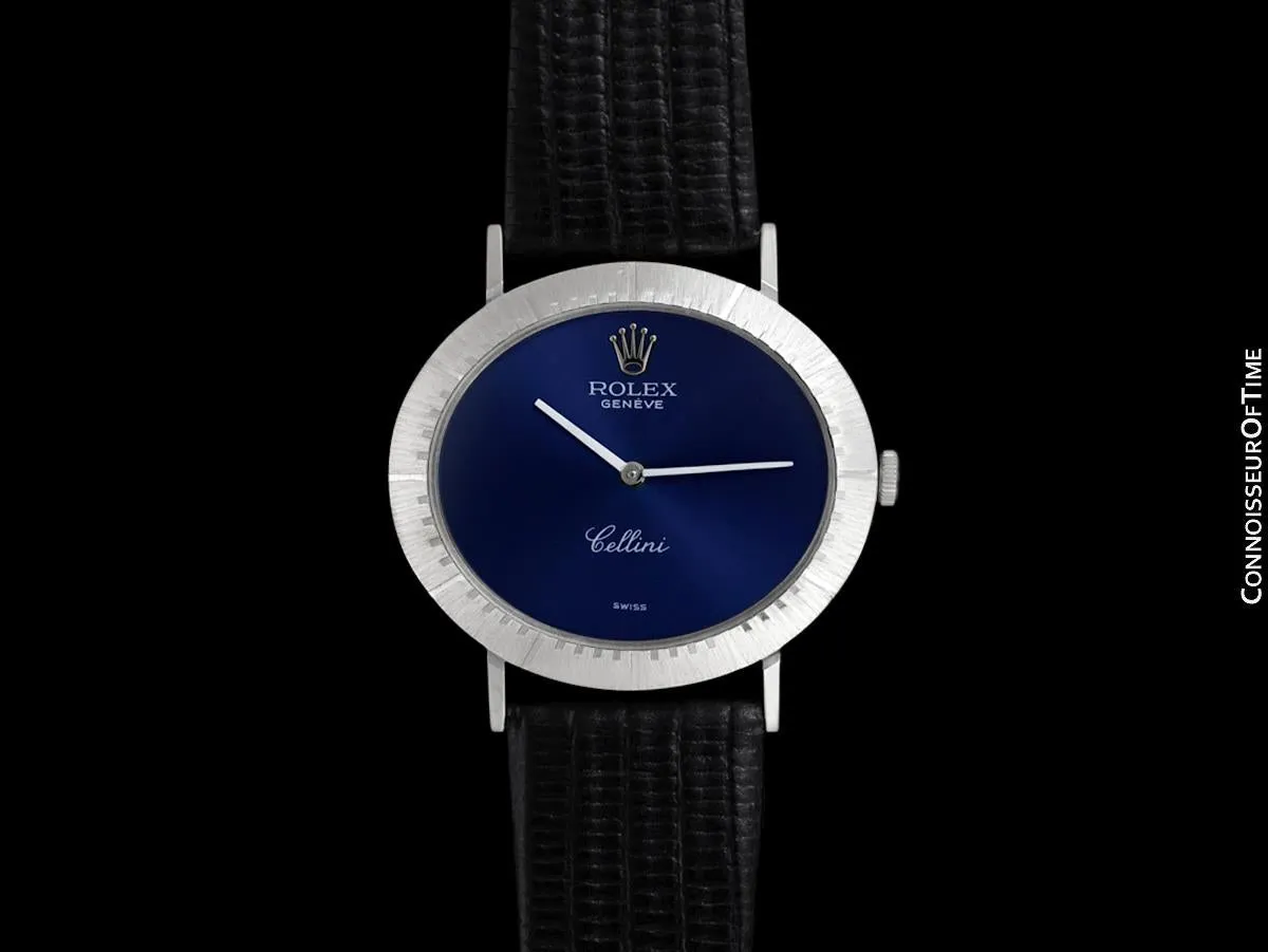 c. 1967 Rolex Cellini Vintage Mens Midsize Handwound TV Watch, Ref. 4083 - 18K White Gold