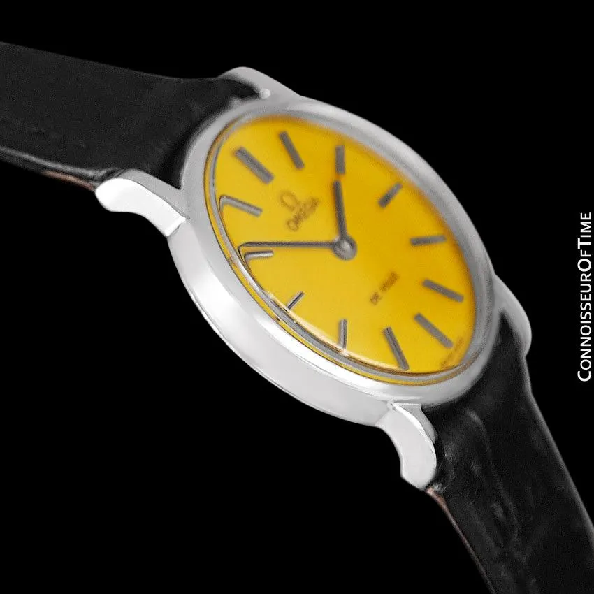 c. 1980 Omega De Ville Vintage Ladies Watch with Goldenrod Yellow Dial - Stainless Steel