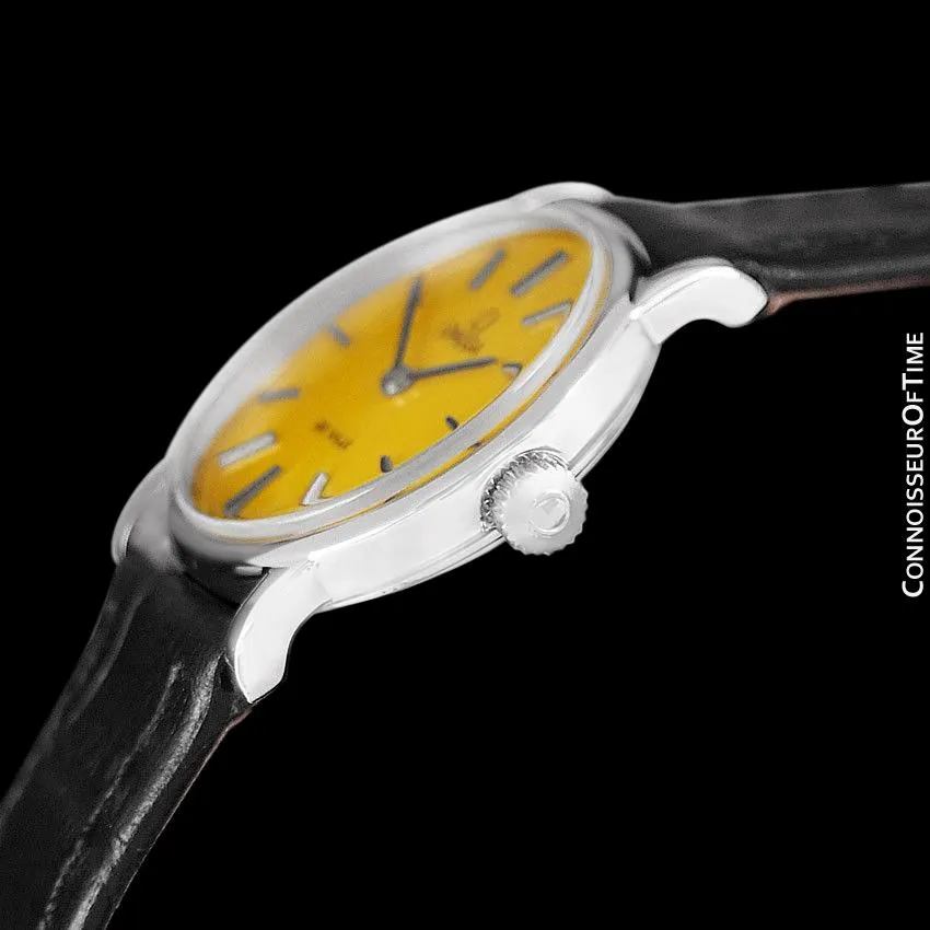 c. 1980 Omega De Ville Vintage Ladies Watch with Goldenrod Yellow Dial - Stainless Steel