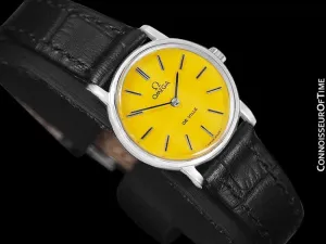 c. 1980 Omega De Ville Vintage Ladies Watch with Goldenrod Yellow Dial - Stainless Steel