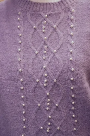 Cable Knit Pearl Embellished Jumper