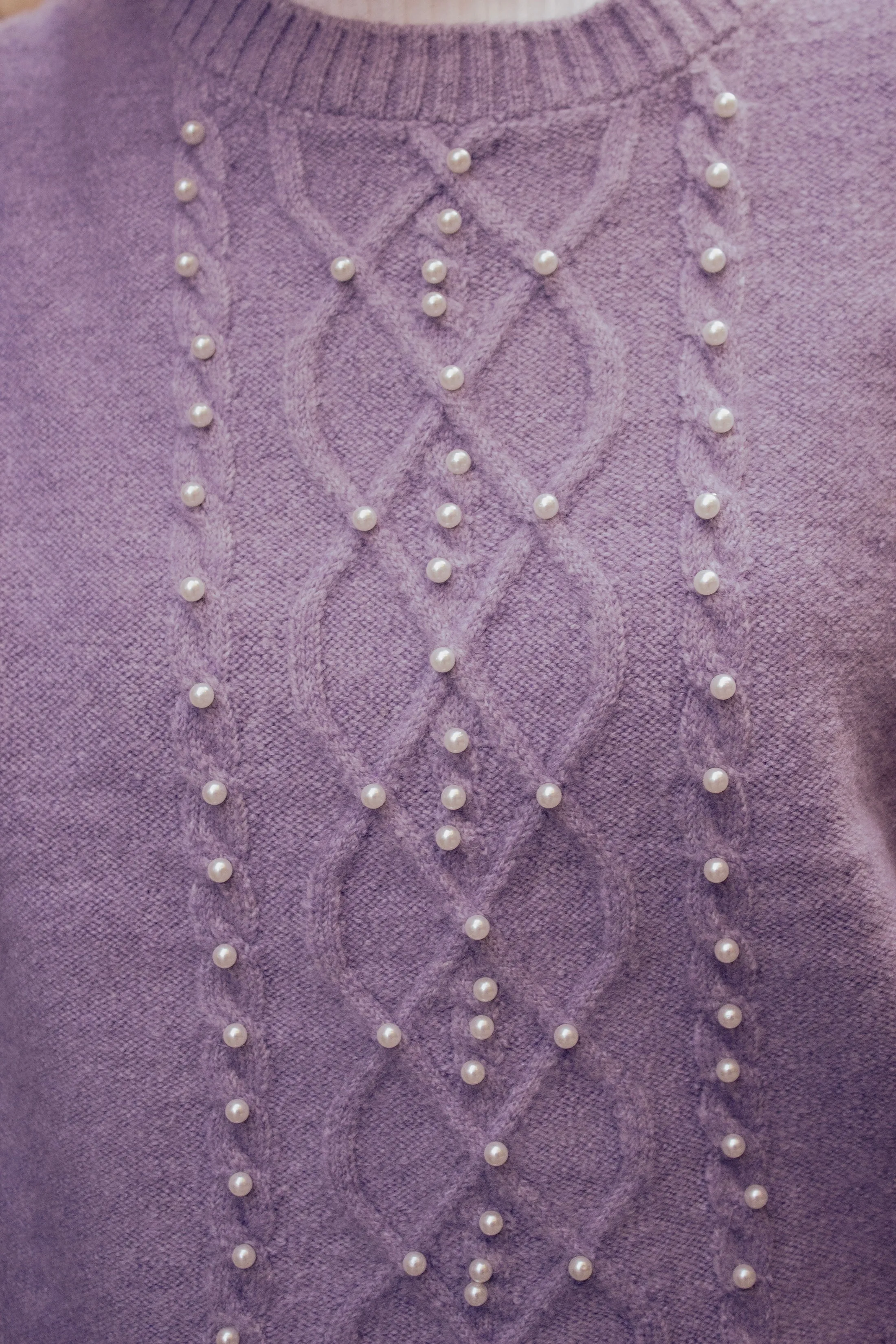 Cable Knit Pearl Embellished Jumper