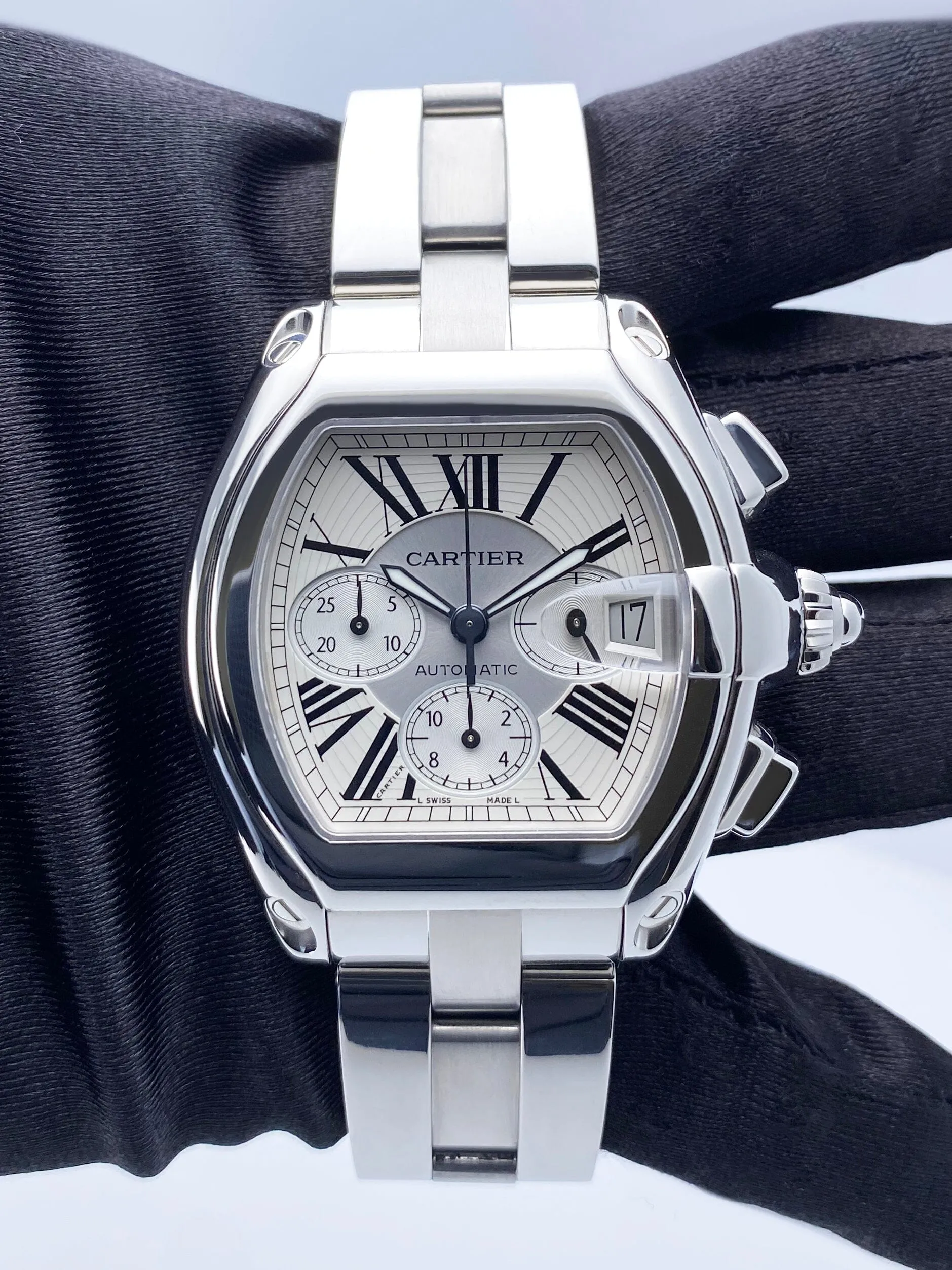Cartier Roadster W62019X6 Silver Dial Mens Watch