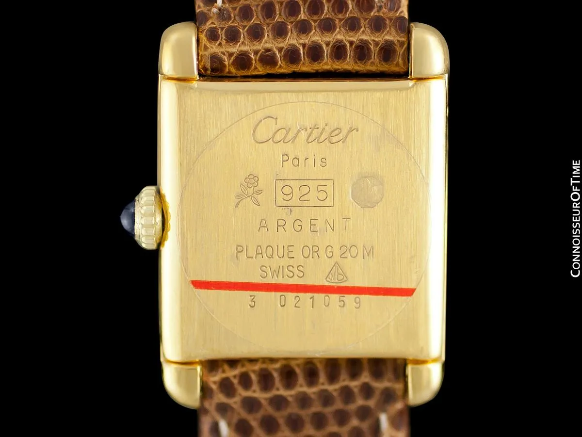 Cartier Vintage Ladies Tank Mechanical Watch - Gold Vermeil, 18K Gold over Sterling Silver