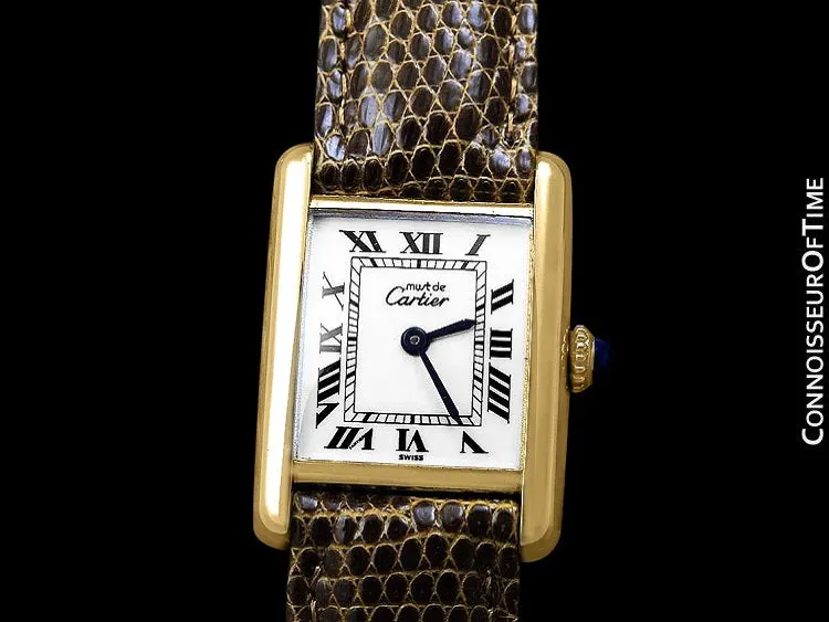 Cartier Vintage Ladies Tank Mechanical Watch - Gold Vermeil, 18K Gold over Sterling Silver