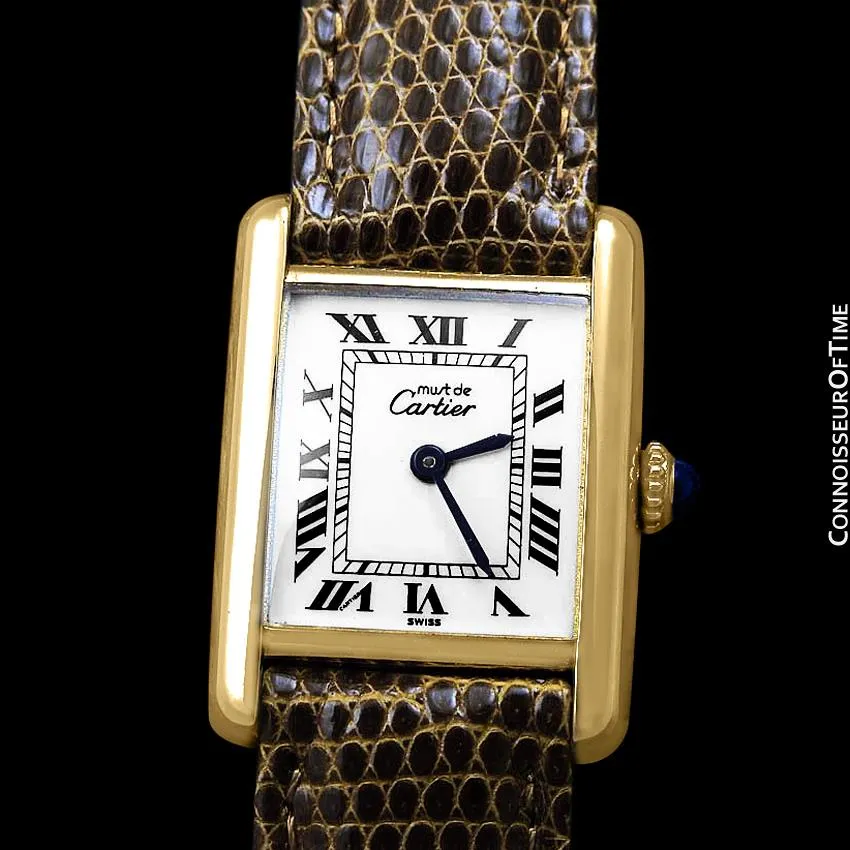 Cartier Vintage Ladies Tank Mechanical Watch - Gold Vermeil, 18K Gold over Sterling Silver