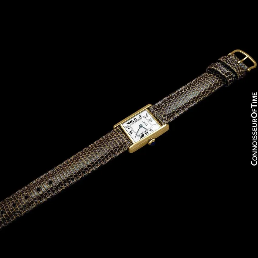 Cartier Vintage Ladies Tank Mechanical Watch - Gold Vermeil, 18K Gold over Sterling Silver