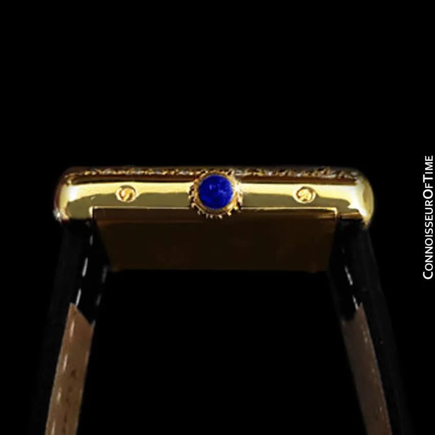 Cartier Vintage Mens Tank Mechanical Watch - Gold Vermeil, 18K Gold over Sterling Silver & Diamonds
