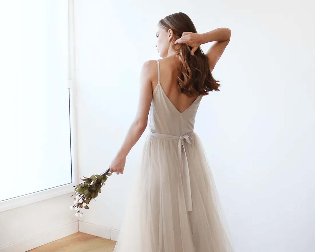 Champagne tulle dress #1053