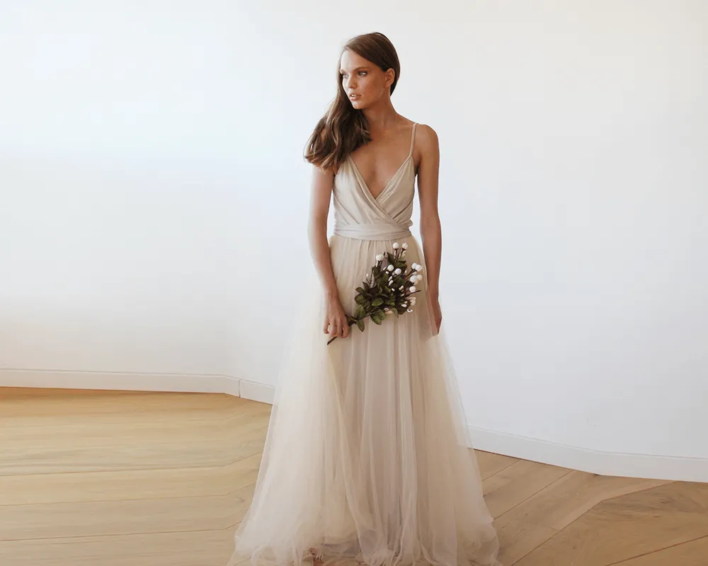 Champagne tulle dress #1053
