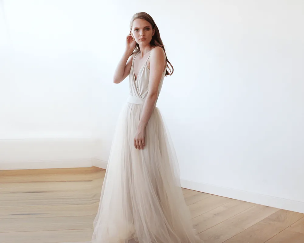Champagne tulle dress #1053