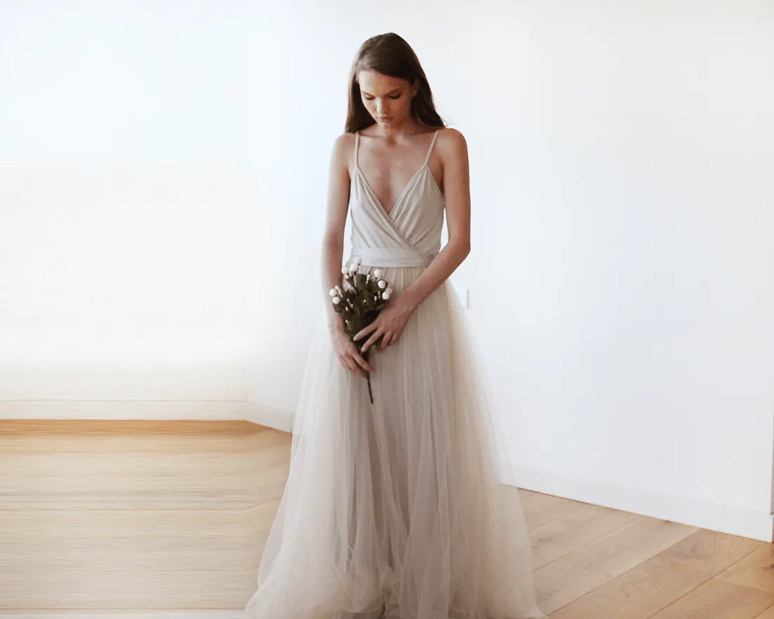 Champagne tulle dress #1053