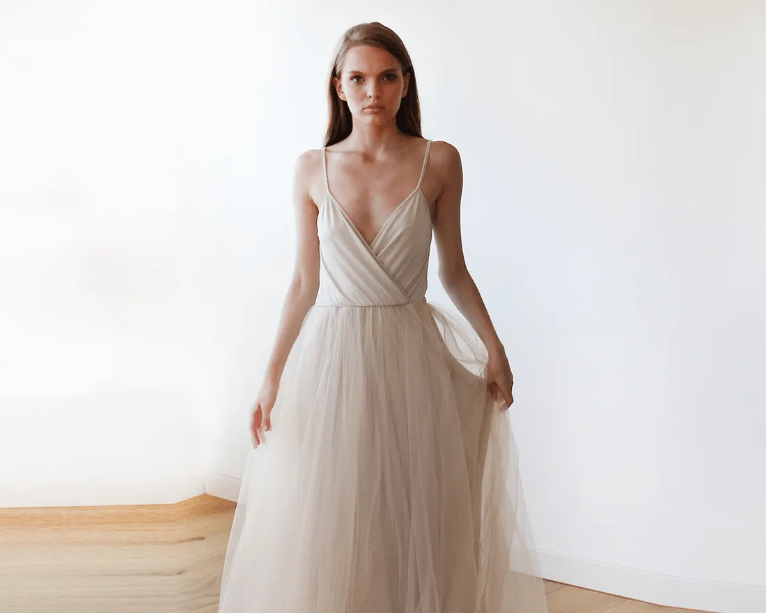 Champagne tulle dress #1053