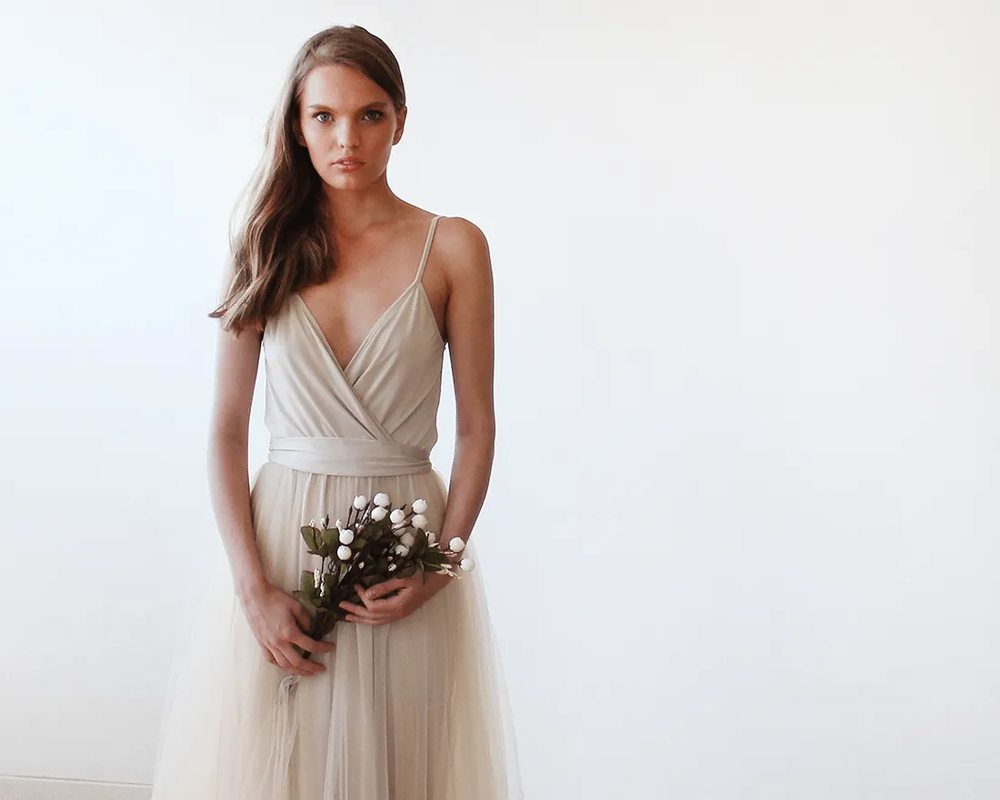 Champagne tulle dress #1053