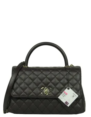 Chanel 2024 Brown Caviar Small Coco Handle Flap Bag