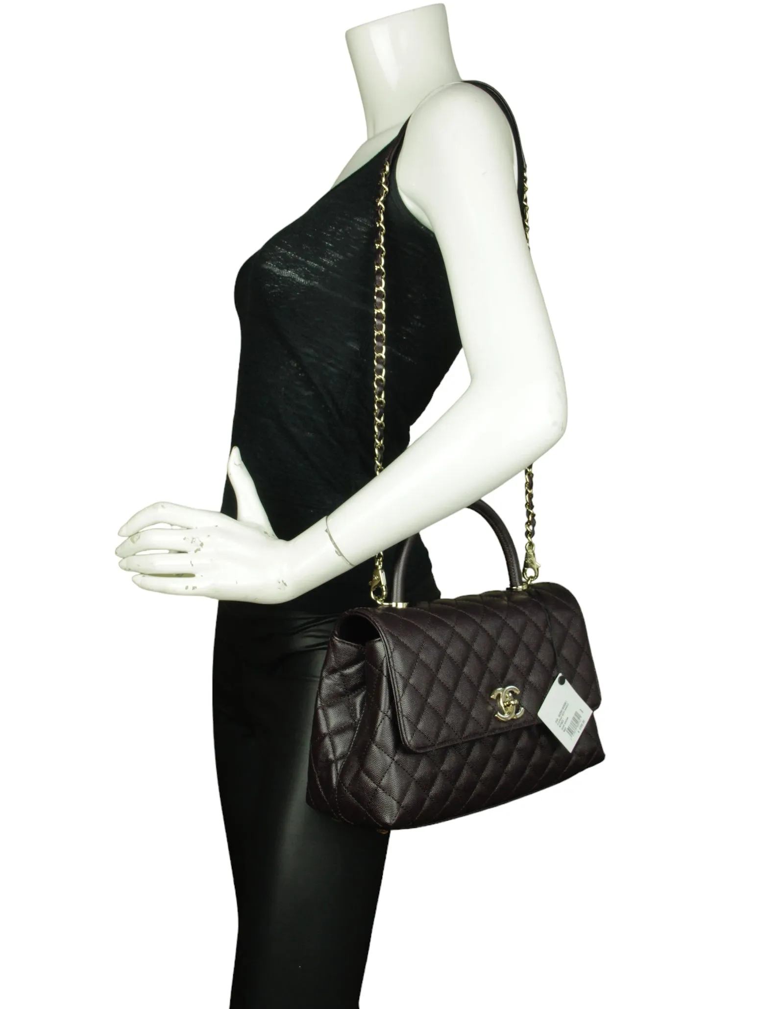 Chanel 2024 Brown Caviar Small Coco Handle Flap Bag