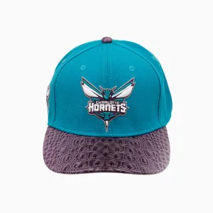 Charlotte Hornets NBA Leather Visor Snapback Hat