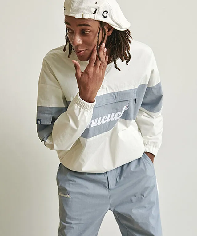 CHUCUCHU Men's Color Anorak Jumper - Blue/White