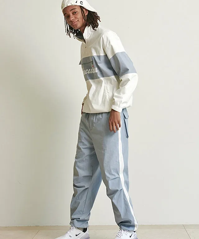 CHUCUCHU Men's Color Anorak Jumper - Blue/White