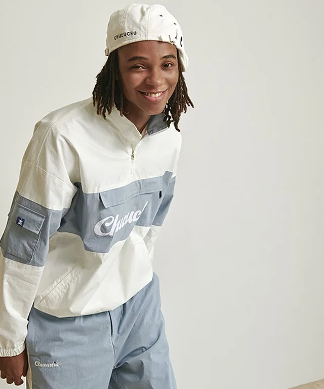 CHUCUCHU Men's Color Anorak Jumper - Blue/White