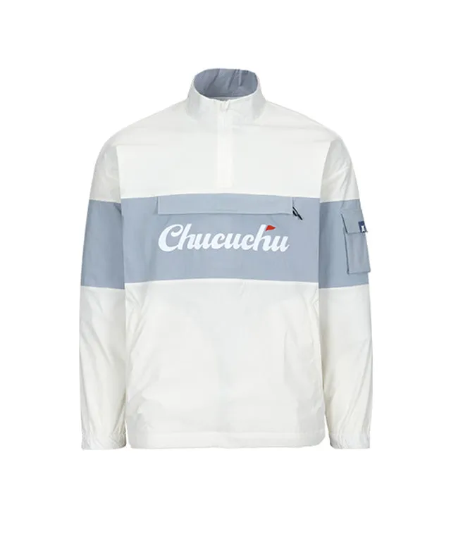 CHUCUCHU Men's Color Anorak Jumper - Blue/White