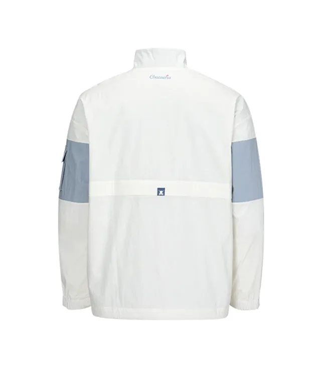 CHUCUCHU Men's Color Anorak Jumper - Blue/White