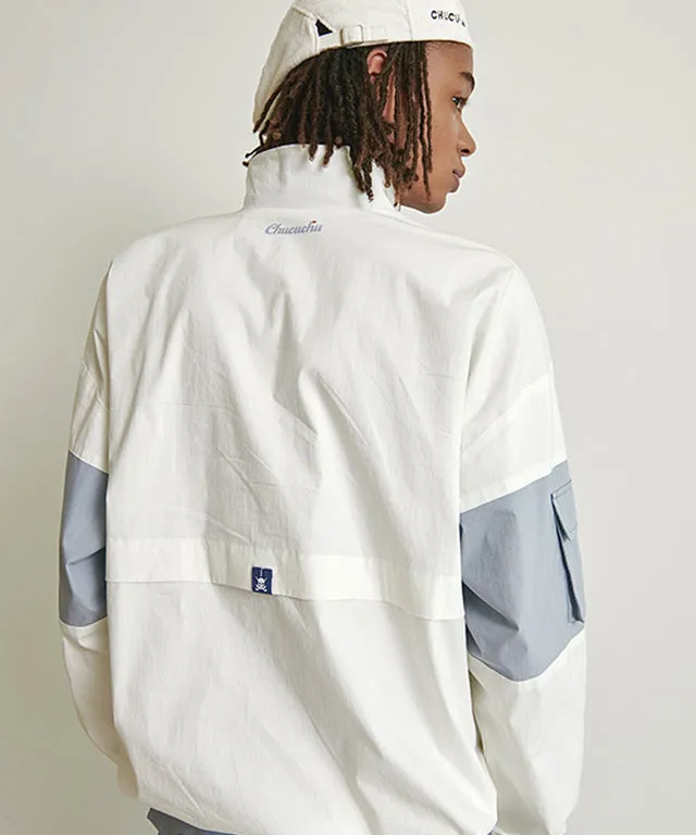 CHUCUCHU Men's Color Anorak Jumper - Blue/White