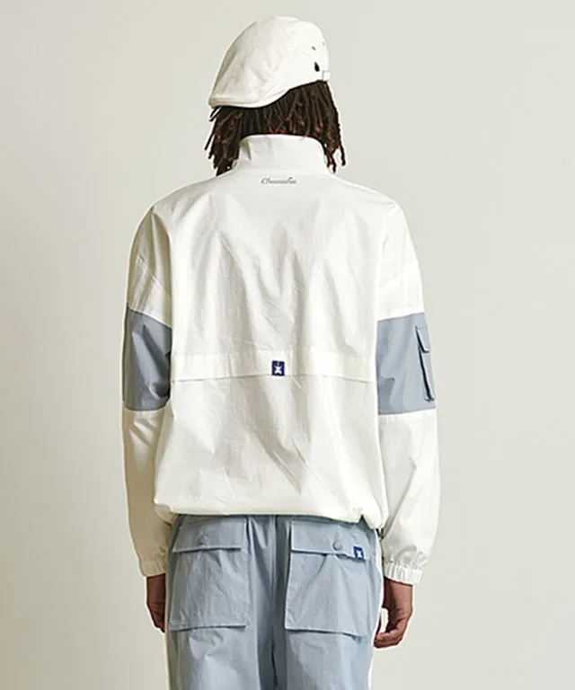 CHUCUCHU Men's Color Anorak Jumper - Blue/White