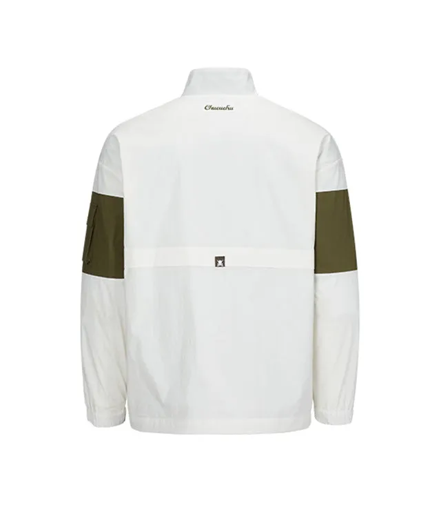 CHUCUCHU Men's Color Anorak Jumper - Khaki/White