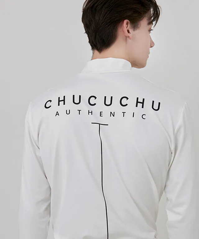 CHUCUCHU Men's Half Neck Authentic T-Shirt - White