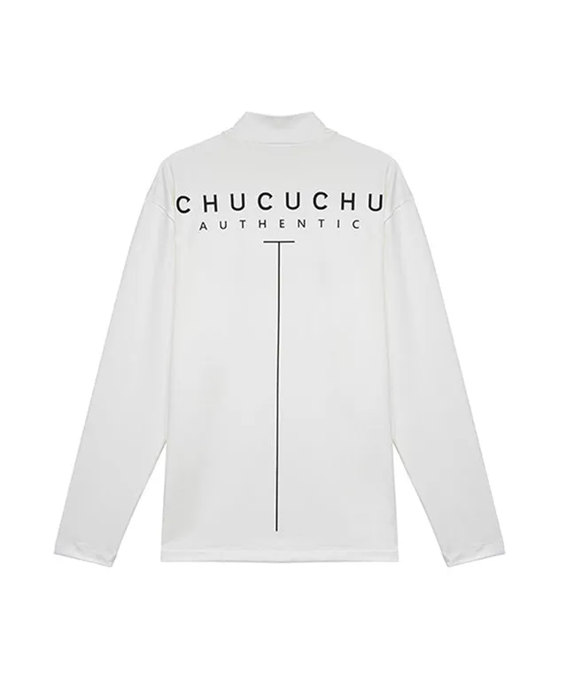 CHUCUCHU Men's Half Neck Authentic T-Shirt - White