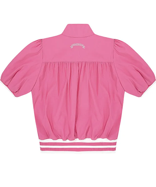 CHUCUCHU Shirring Zip-up Outerwear - Pink