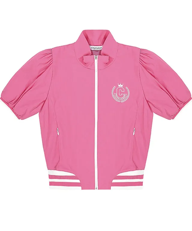 CHUCUCHU Shirring Zip-up Outerwear - Pink