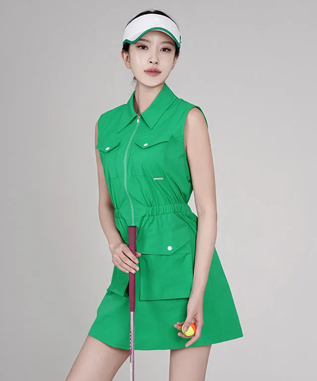 CHUCUCHU Zip-up Pocket Dress - Green