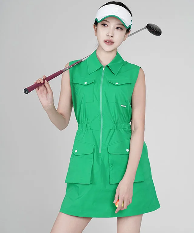 CHUCUCHU Zip-up Pocket Dress - Green