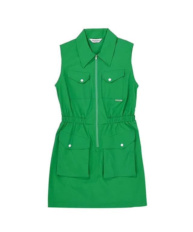 CHUCUCHU Zip-up Pocket Dress - Green