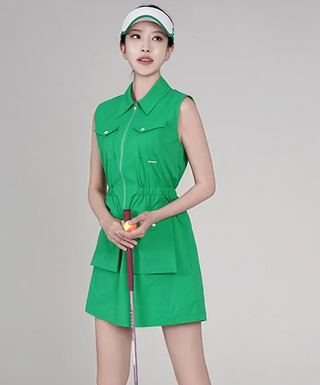 CHUCUCHU Zip-up Pocket Dress - Green