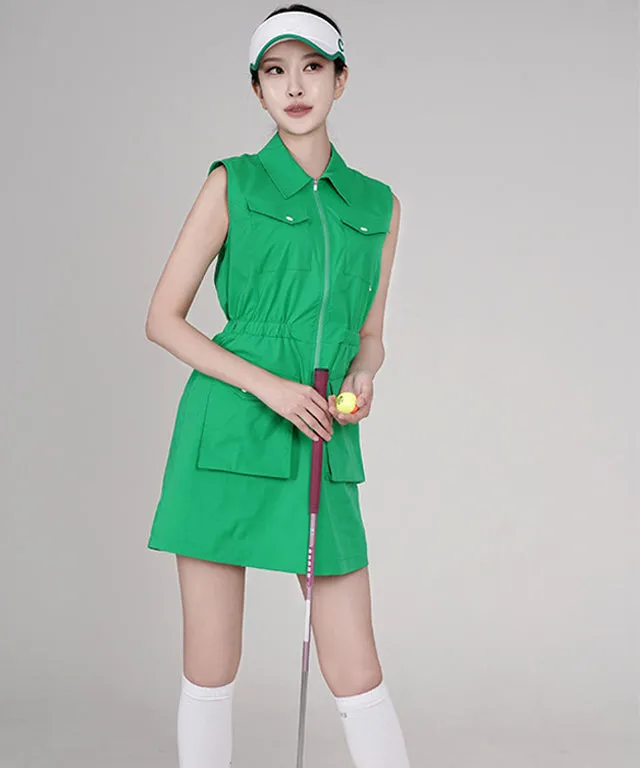 CHUCUCHU Zip-up Pocket Dress - Green