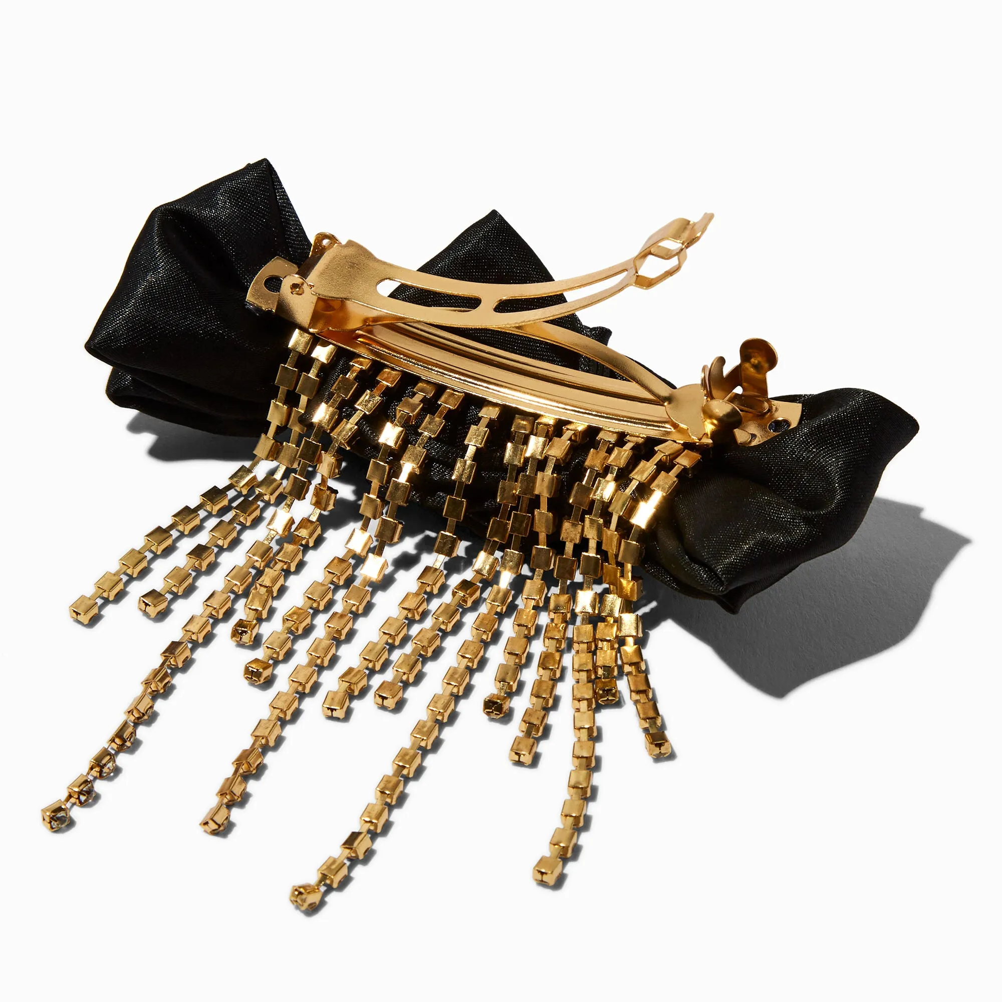 Claire's Black Bow Crystal Dangle Hair Clip