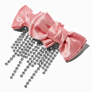 Claire's Blush Bow Crystal Dangle Hair Clip | Pink