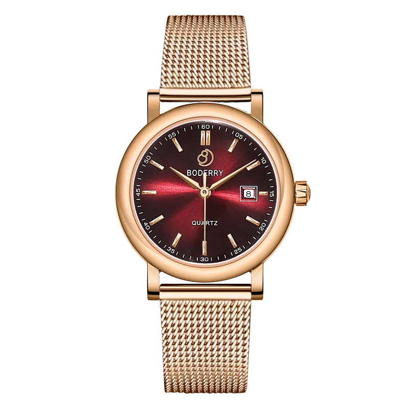 CLASSIC 32MM - Swiss Quartz Movement Watch | Rose Gold & Claret